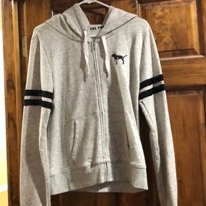 PINK Victoriasecret grey and black sequence zip up
